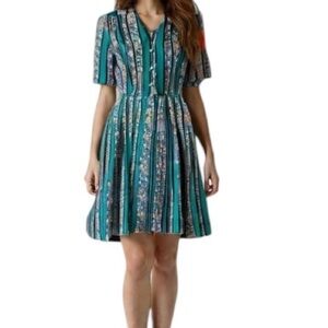 Vintage Floral Patterned Pleated Dress size S